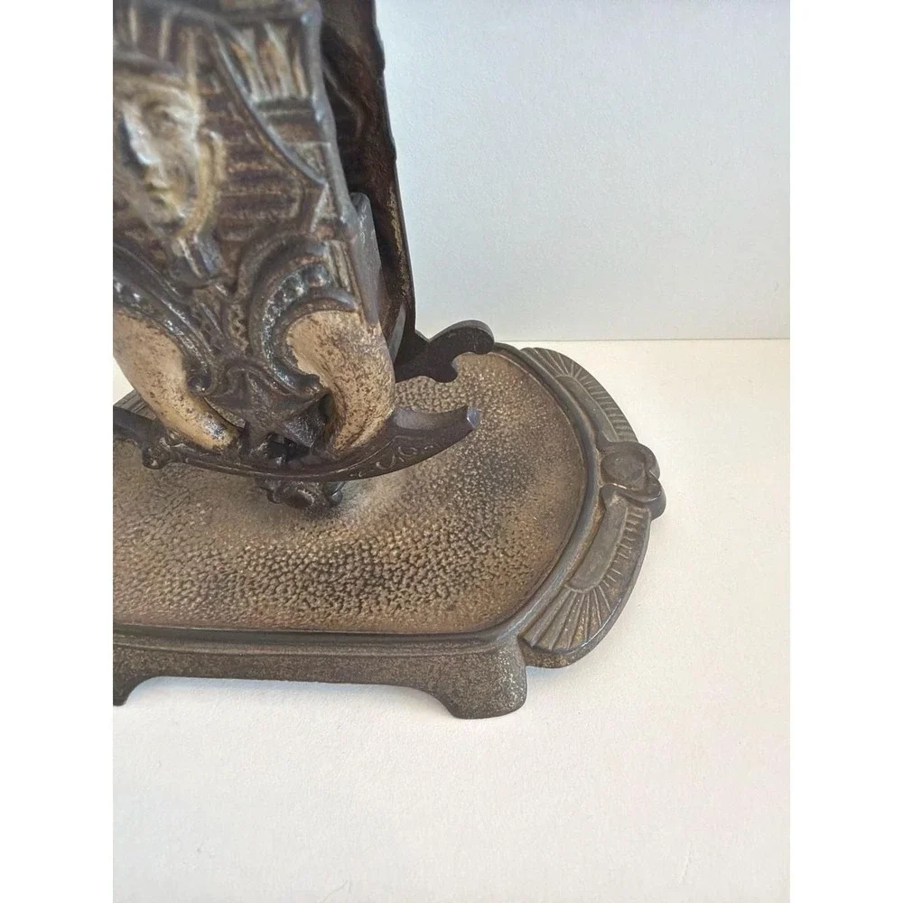 Antique Art Deco‎ Egyptian Revival Cast Iron Ashtray and Matchbox Holder